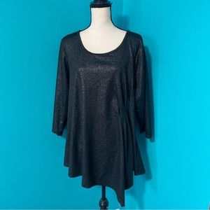 Lane Bryant 1X Black Shimmer Tunic